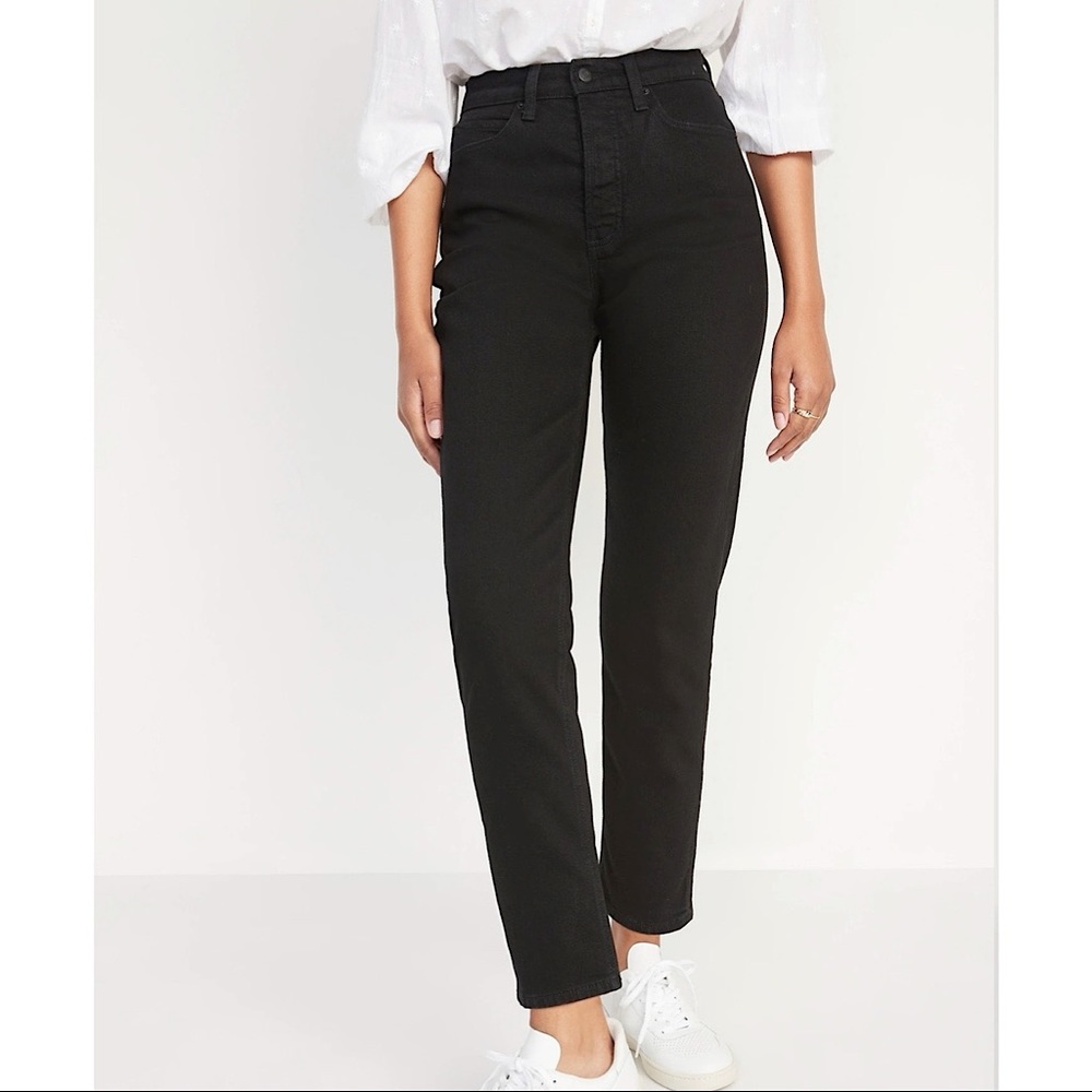 Old Navy Extra High-Rise Boyfriend Straight-Cut Jeans, Black Wash, Size 14